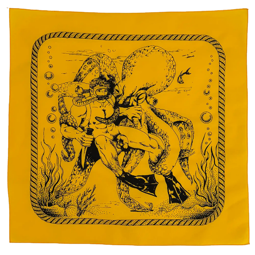 Diver &amp; Octopus gold Bandana — Art by Dom “Etienne” Orejudos