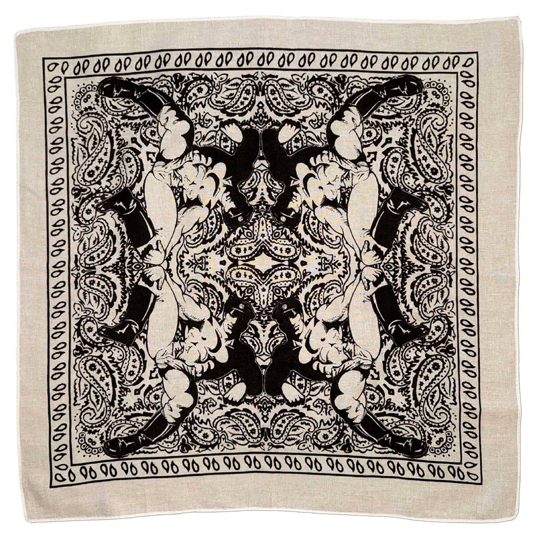 Leather Man Quad Print White Bandana — Art by Dom “Etienne” Orejudos