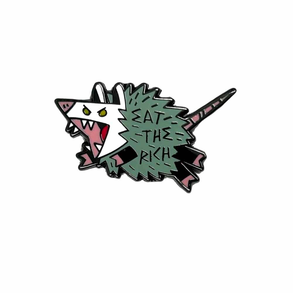 eat the rich angry possum pin