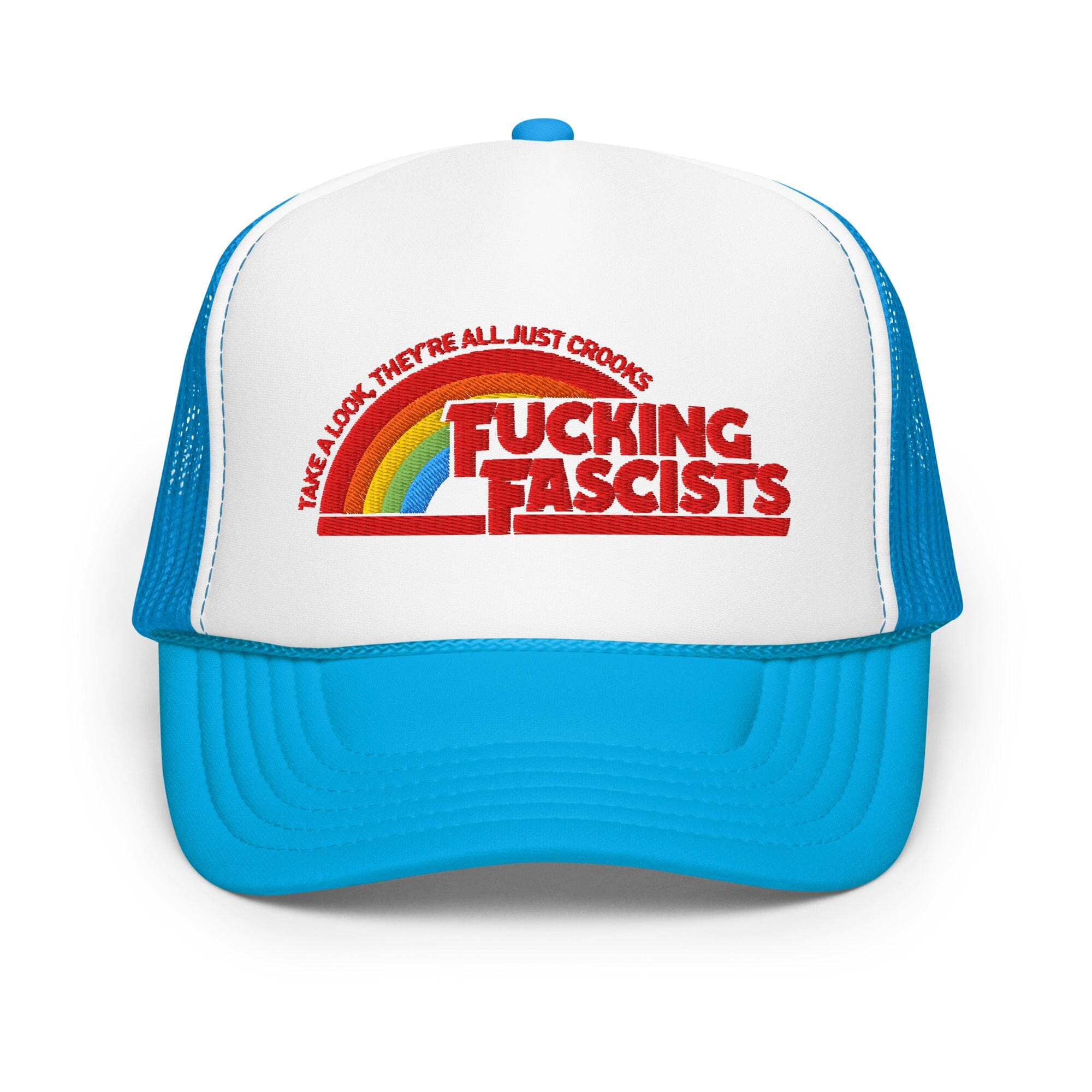 Fucking fascist foam trucker hat blue / white / blue