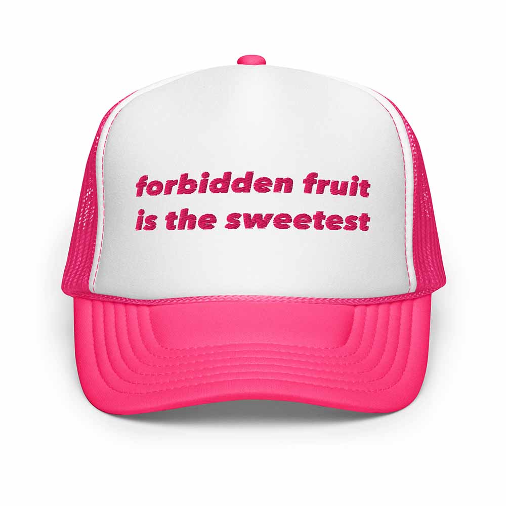 Hot pink and white Forbidden Fruit Foam Trucker Snapback Hat