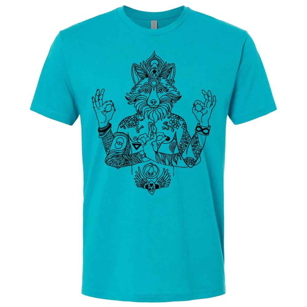 brian kenny zen fox graphic teal t-shirt