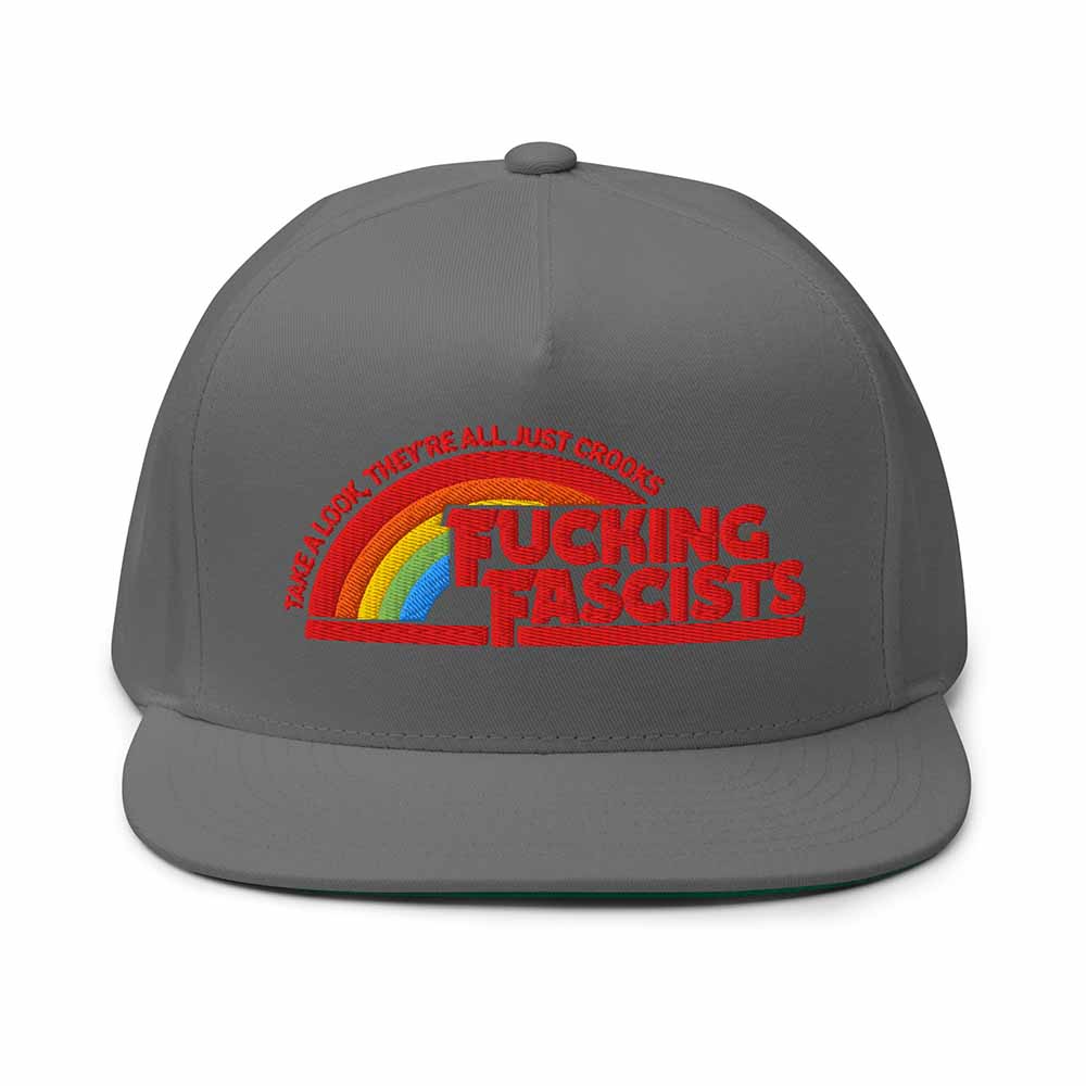Fucking Fascists Flatbill 5-Panel Snapback Hat grey