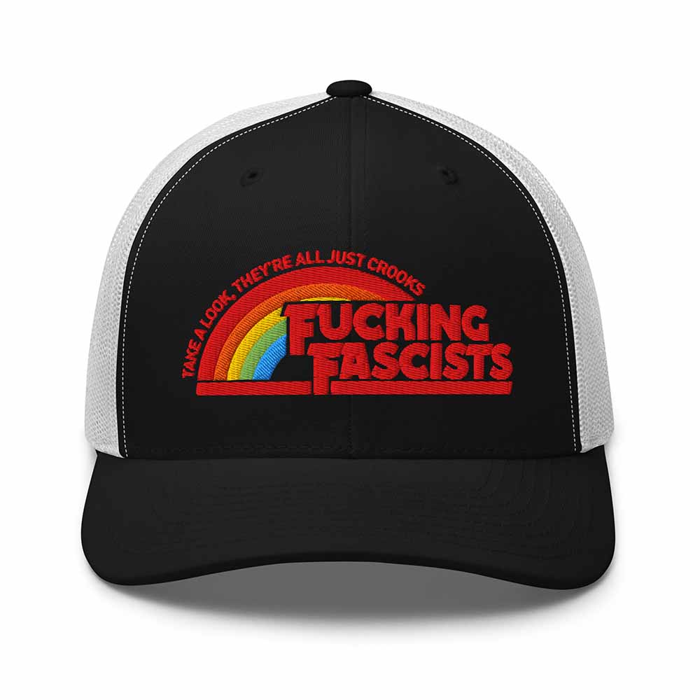 Fucking Fascists Trucker Mesh Snapback  black with white mesh