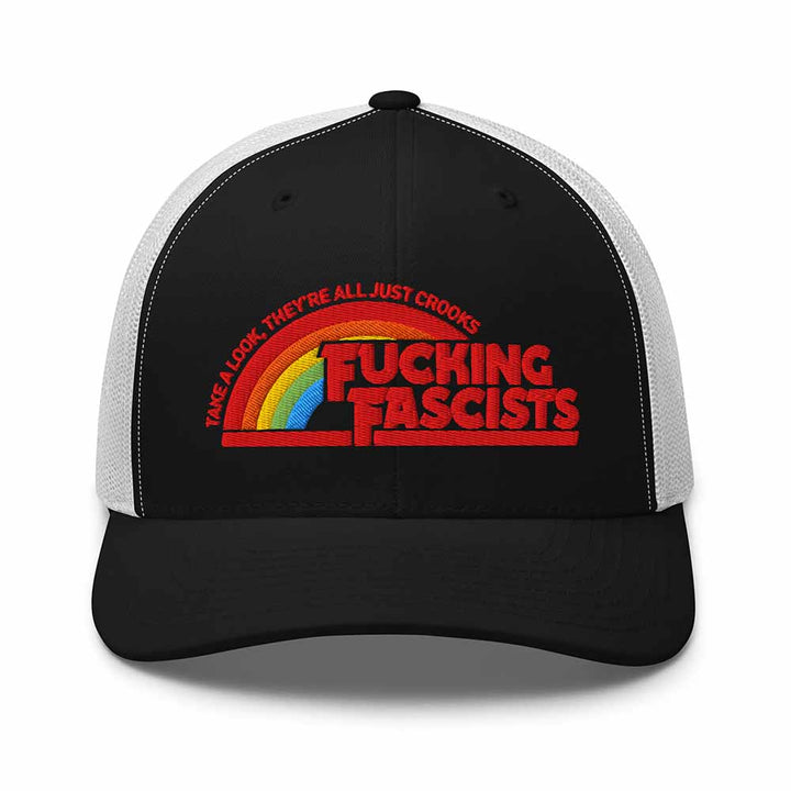 Fucking Fascists Trucker Mesh Snapback  black with white mesh