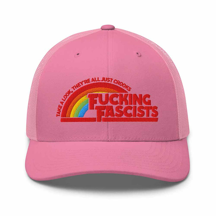 Fucking Fascists Trucker Mesh Snapback  pink