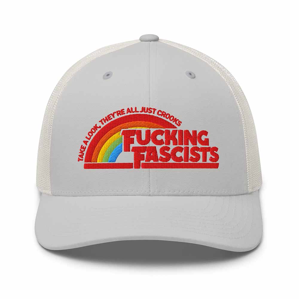 Fucking Fascists Trucker Mesh Snapback  silver