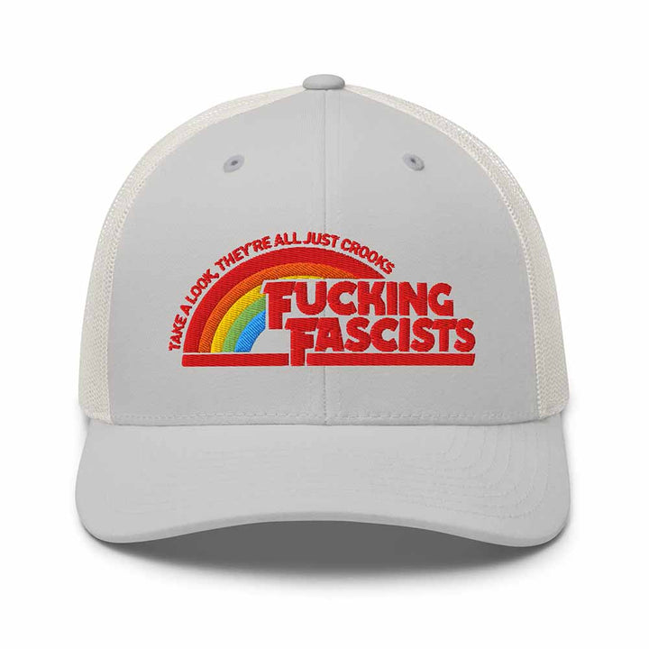 Fucking Fascists Trucker Mesh Snapback  silver