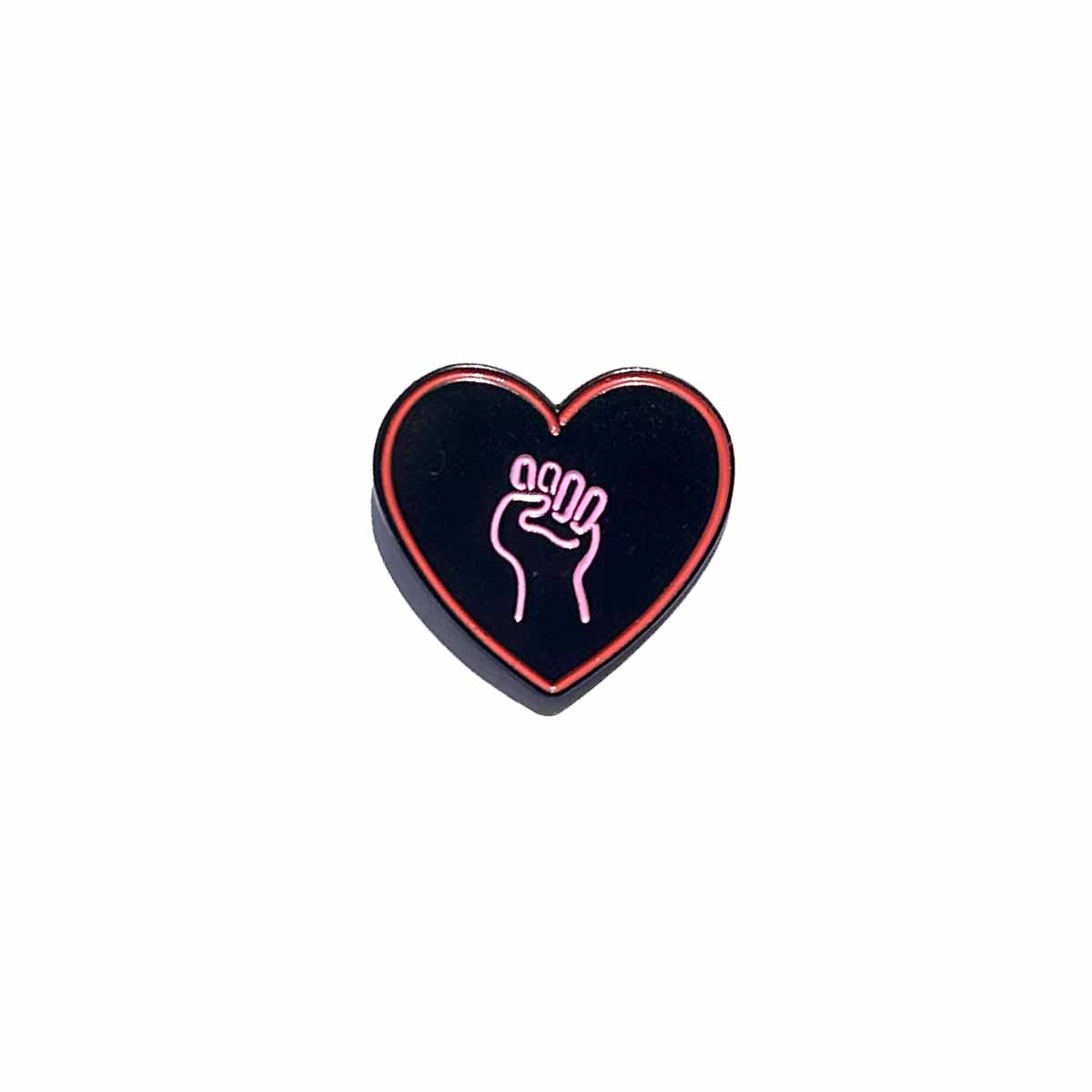 Love As Activism heart solidarity fist pin