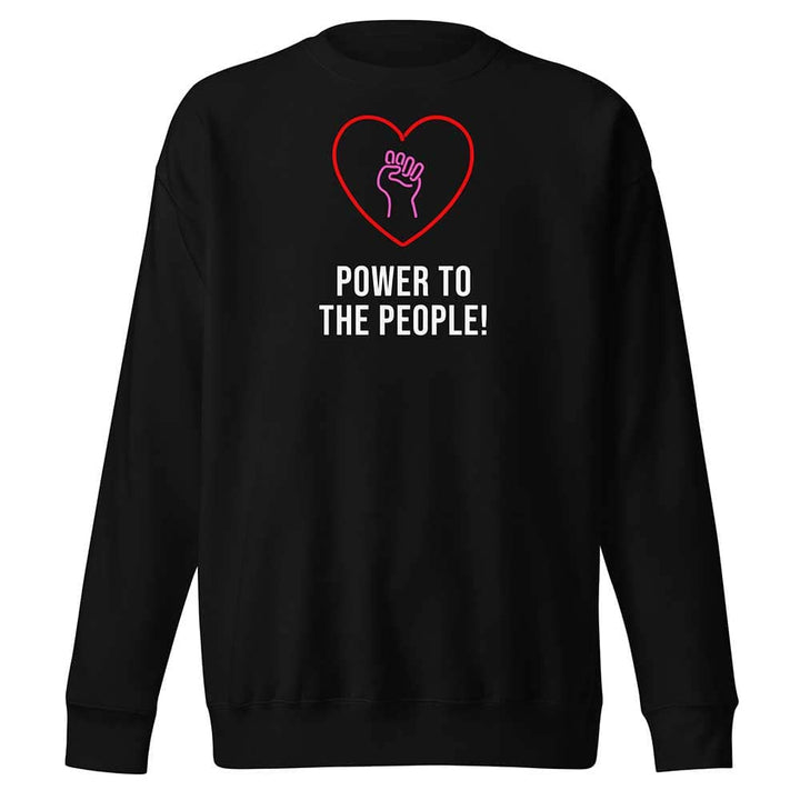 Black sweatshirt with a heart and hand symbol and &