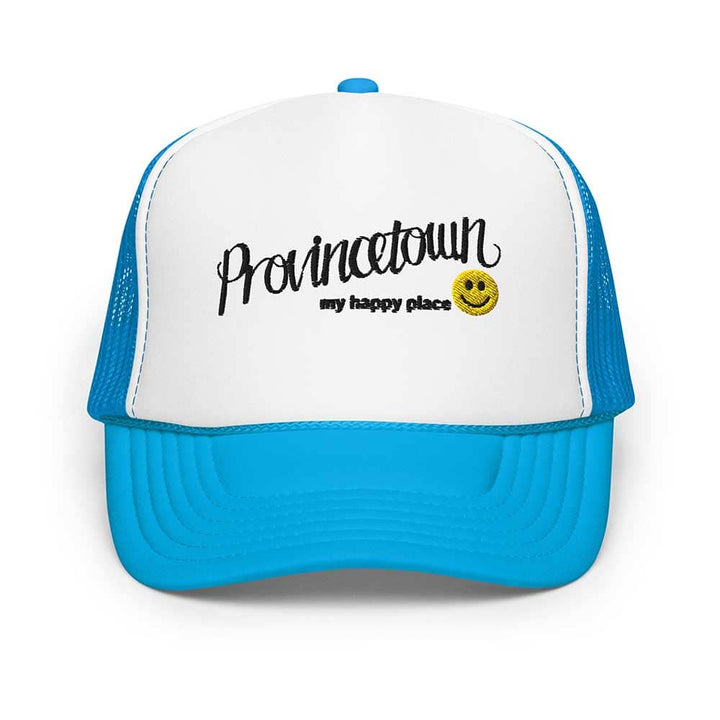 Blue and white foam trucker cap with &