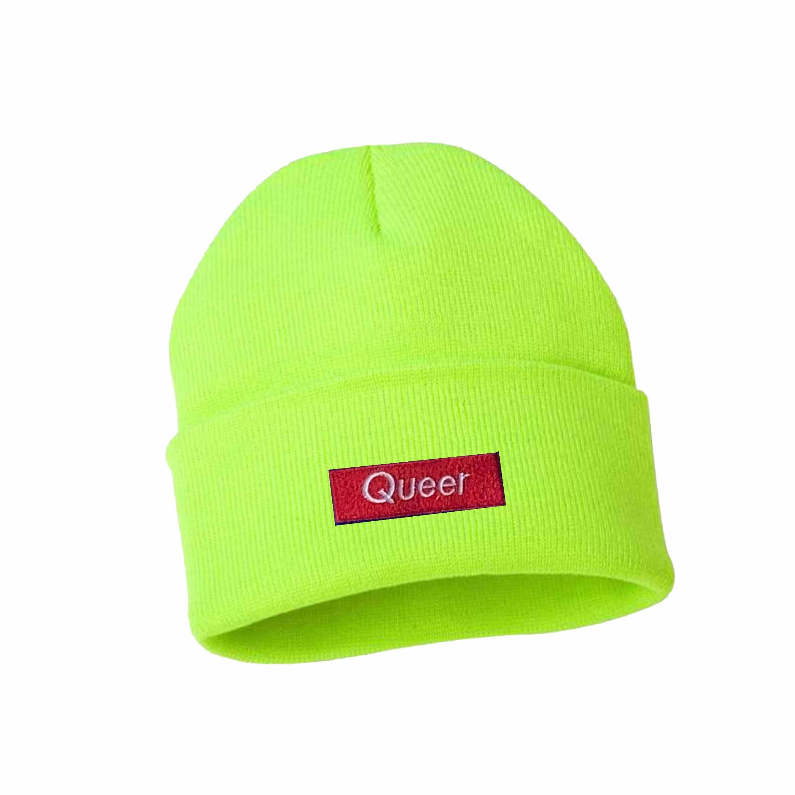 Queer Knit Cuff Beanie safety yellow