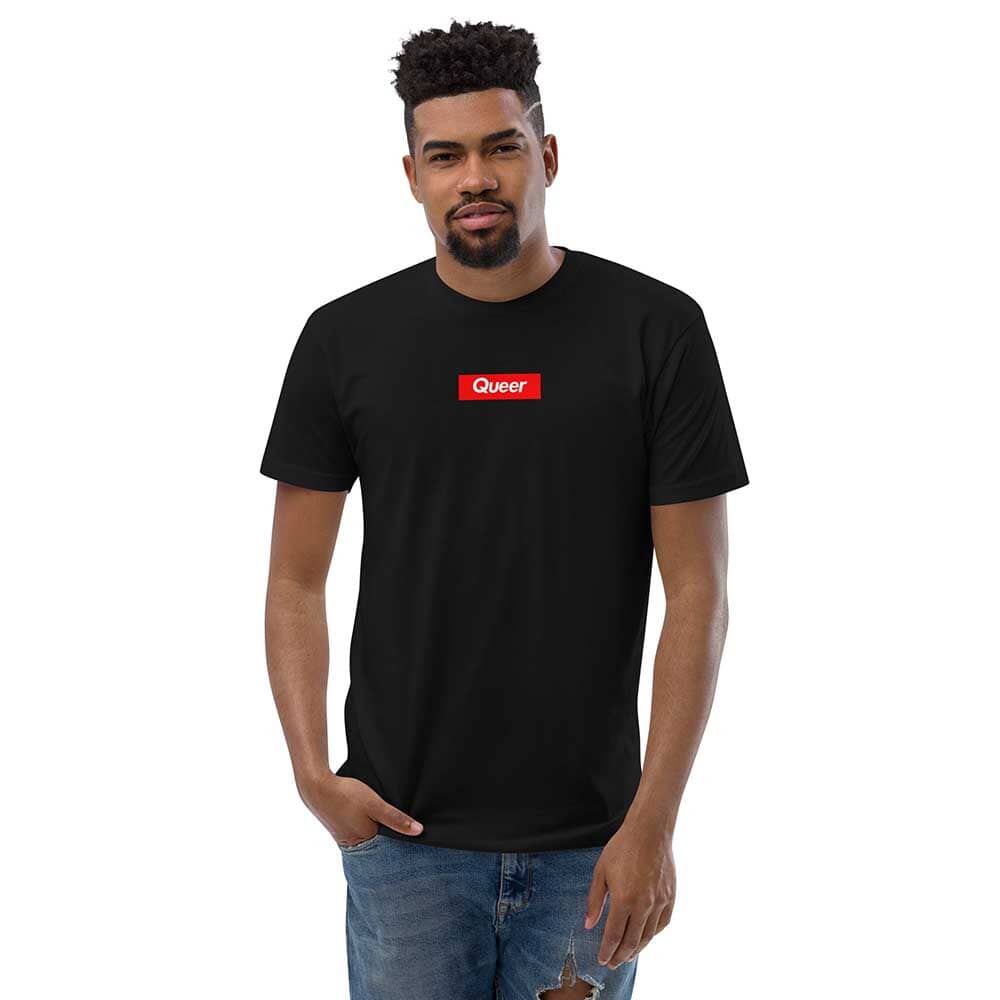 queer short sleeve t-shirt black on man