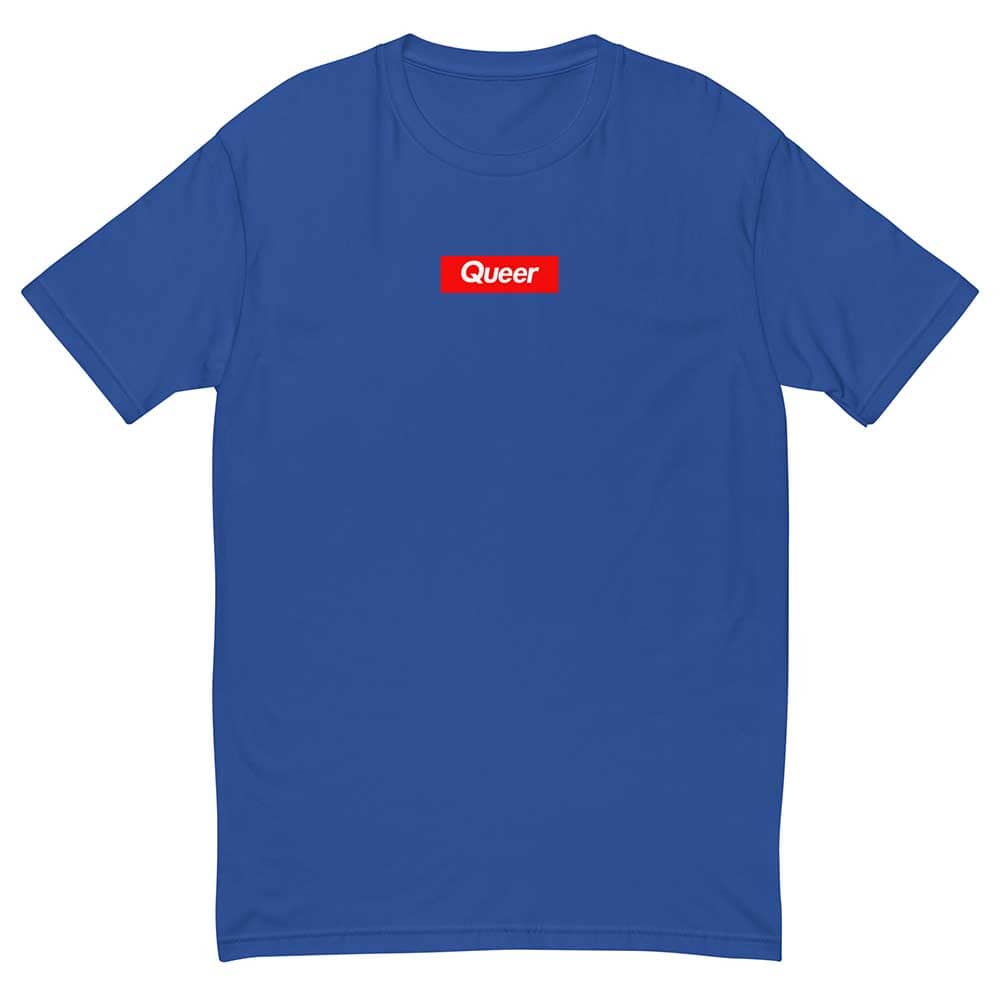 queer short sleeve t-shirt royal blue