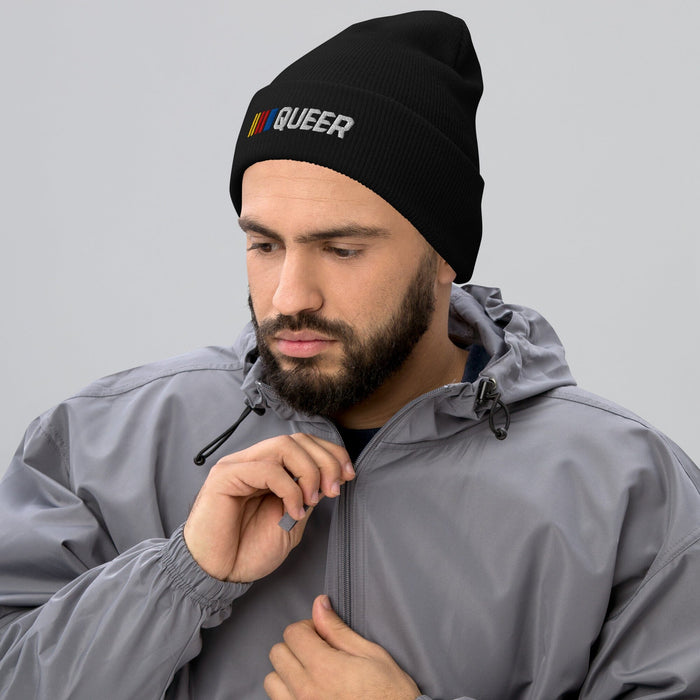 Stripe Queer Knit Cuff Beanie - Trevor Project, second view