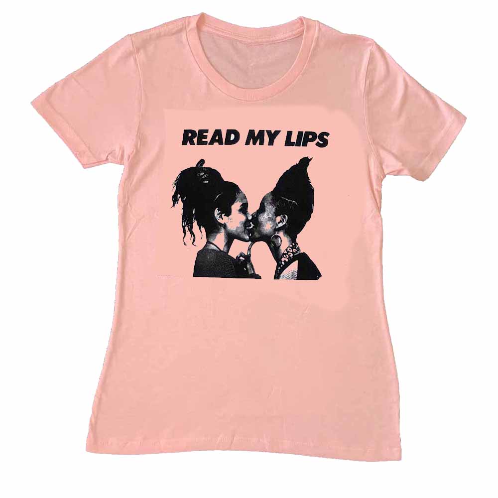 Read My Lips Gran Fury Women's Fit T-shirt lola flash julie tolentino Rainbow Railroad pink