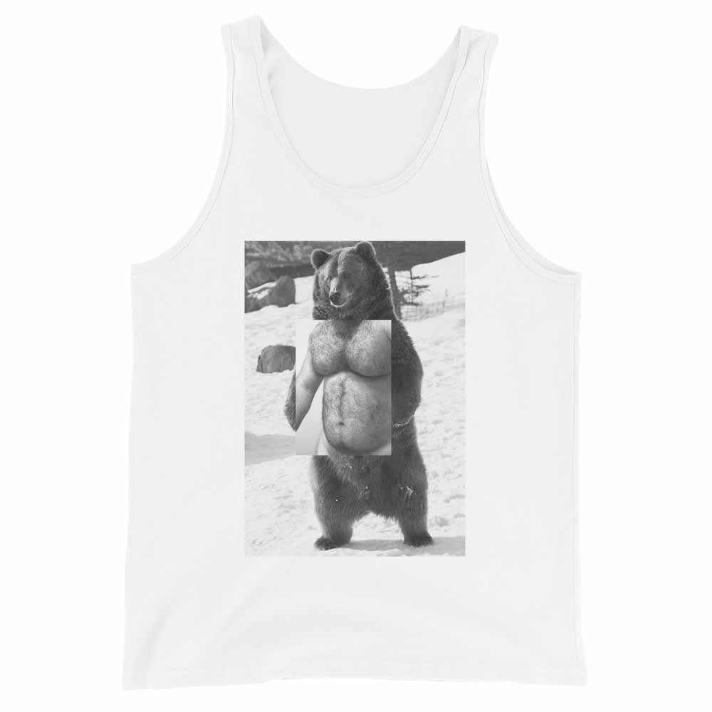 Naro Pinosa Standing Grizzly Bear White Tank