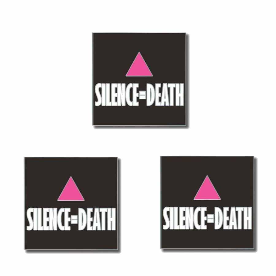3 silence = death silence equals death enamel pins