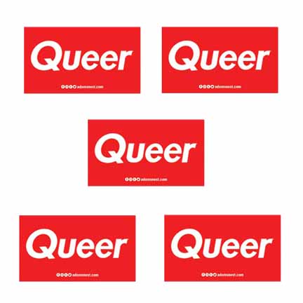 5 queer red rectangle stickers