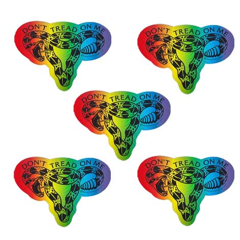 5 Don't Tread On Me Rainbow Rattlesnake Uterus Die Cut Stickers