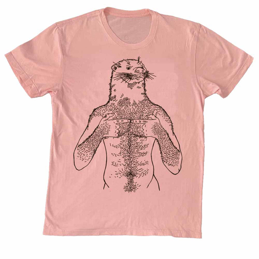 Otter Brown Print T-Shirt by Brian Kenny