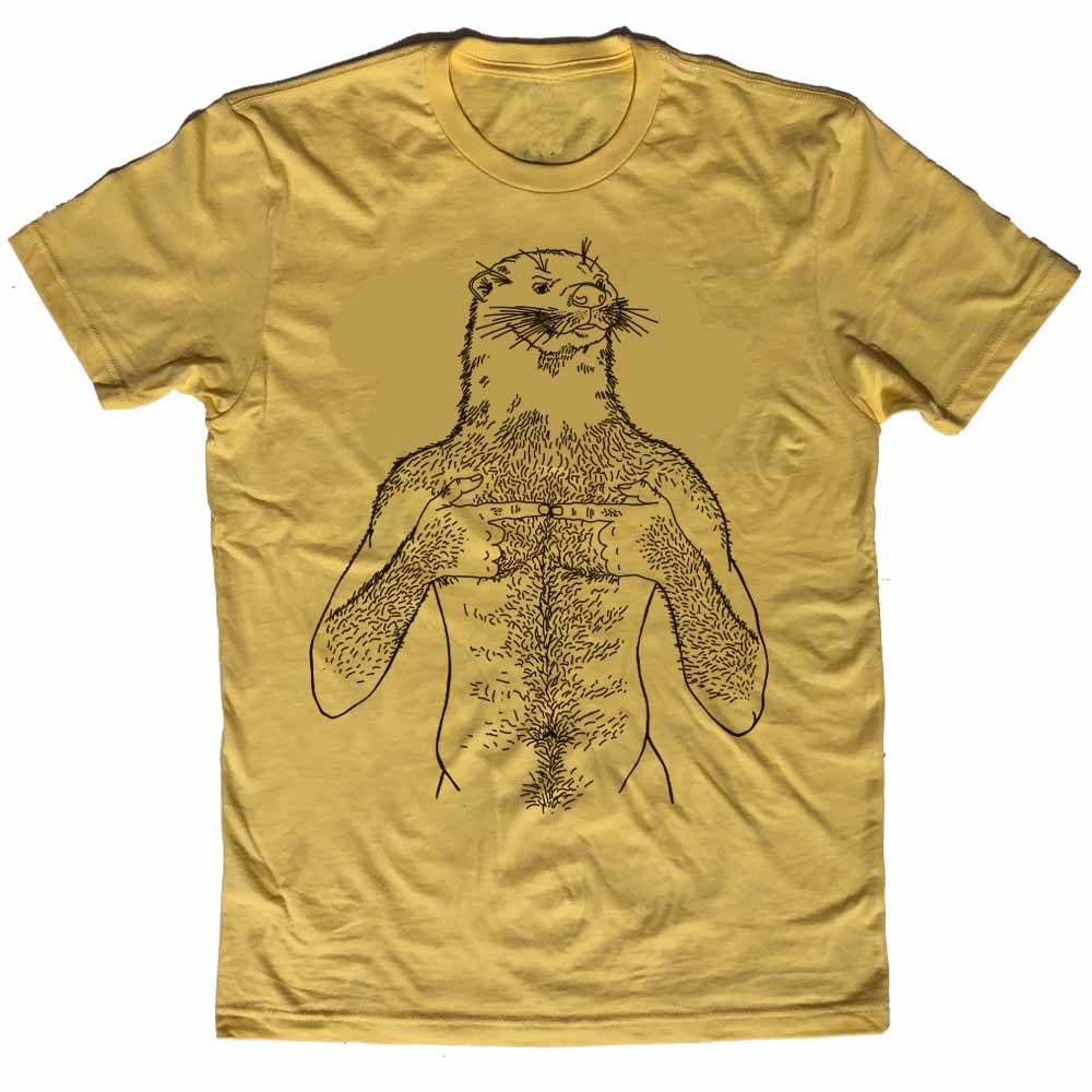Otter man graphic t-shirt yellow