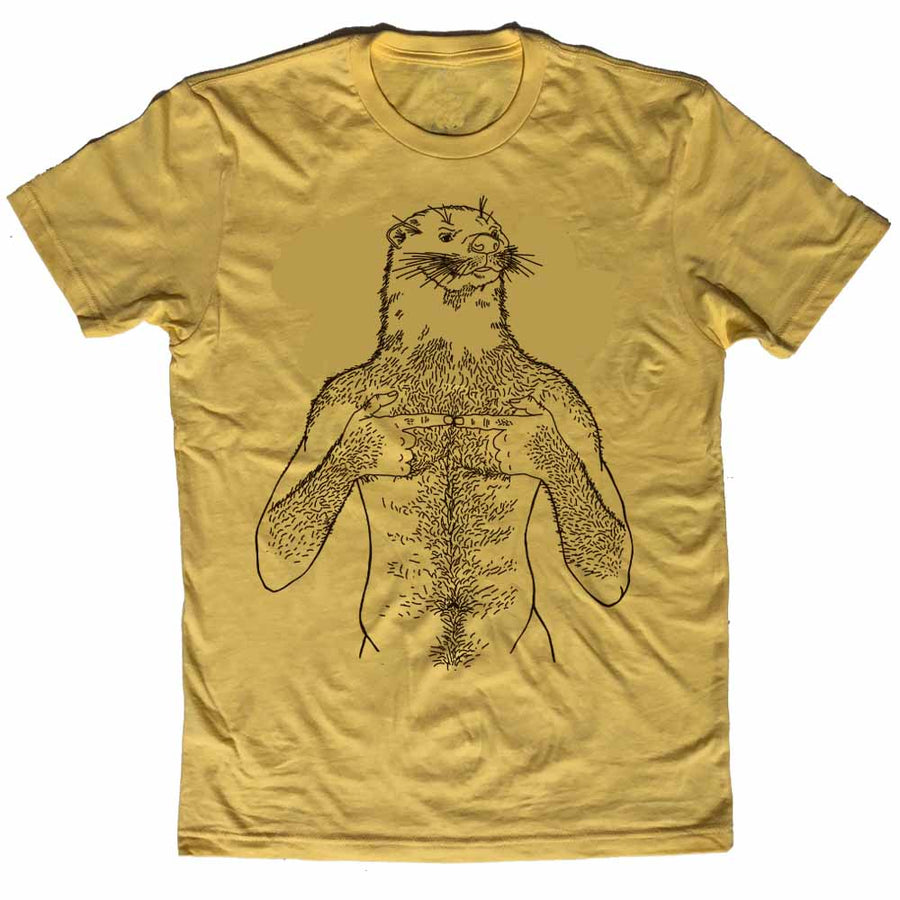 Otter Brown Print T-Shirt by Brian Kenny