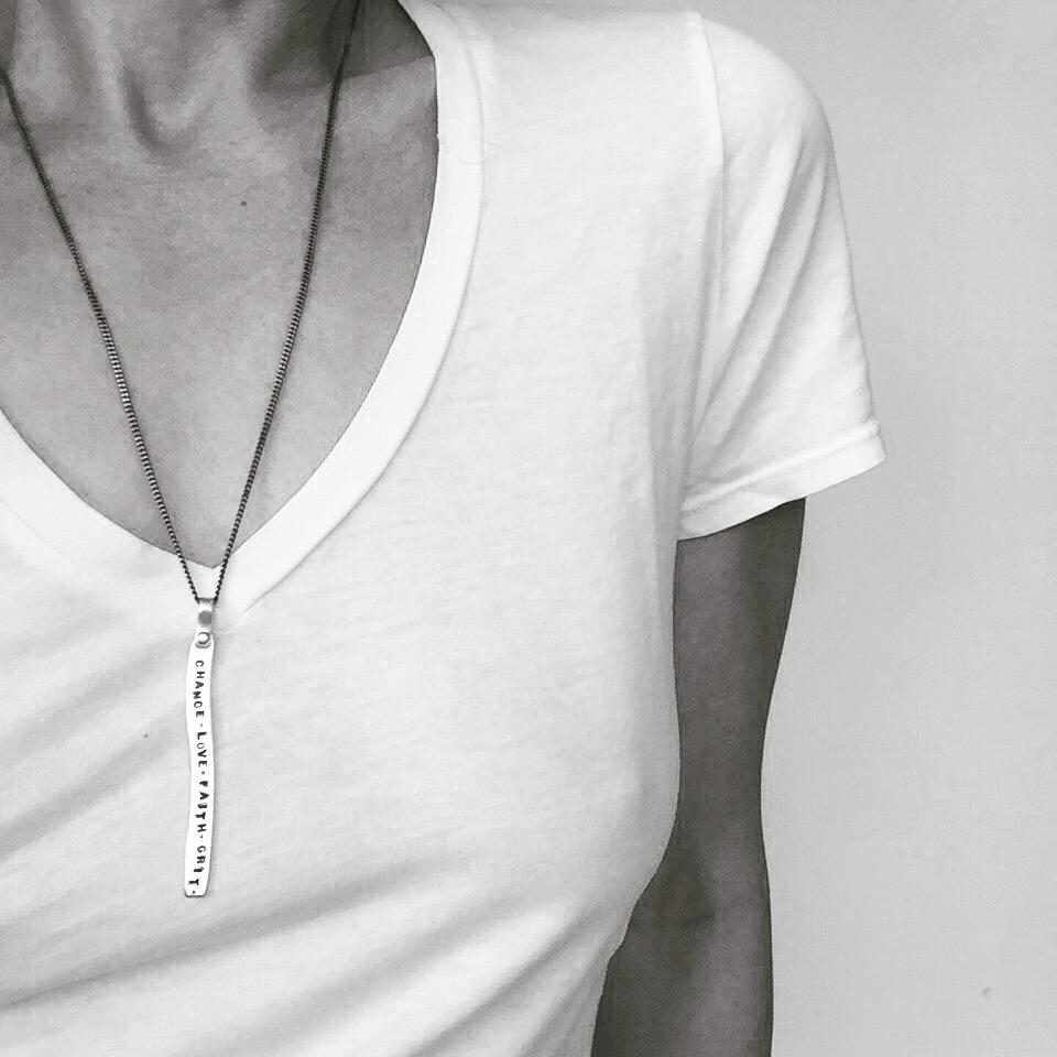 Chance Love Faith Grit Necklace in Silver model