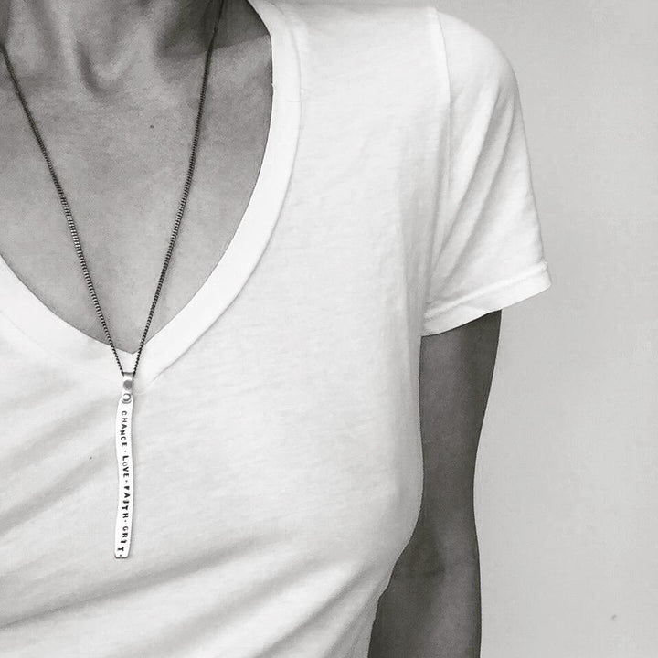 Chance Love Faith Grit Necklace in Bronze model