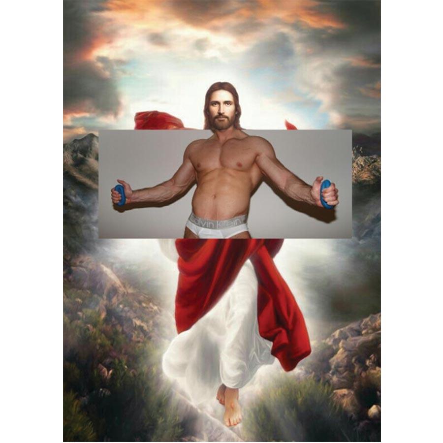 Naro Pinosa Jesus Tighty Whities Postcard by Naro Pinosa