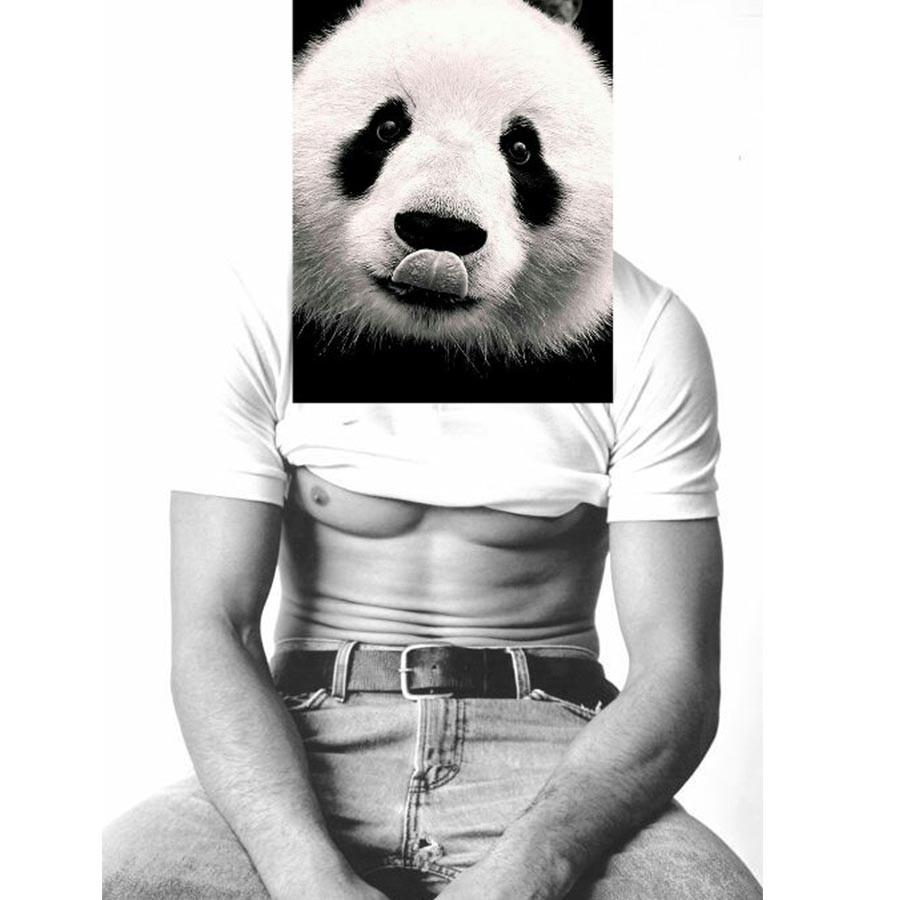 Naro Pinosa Panda Man Postcard by Naro Pinosa