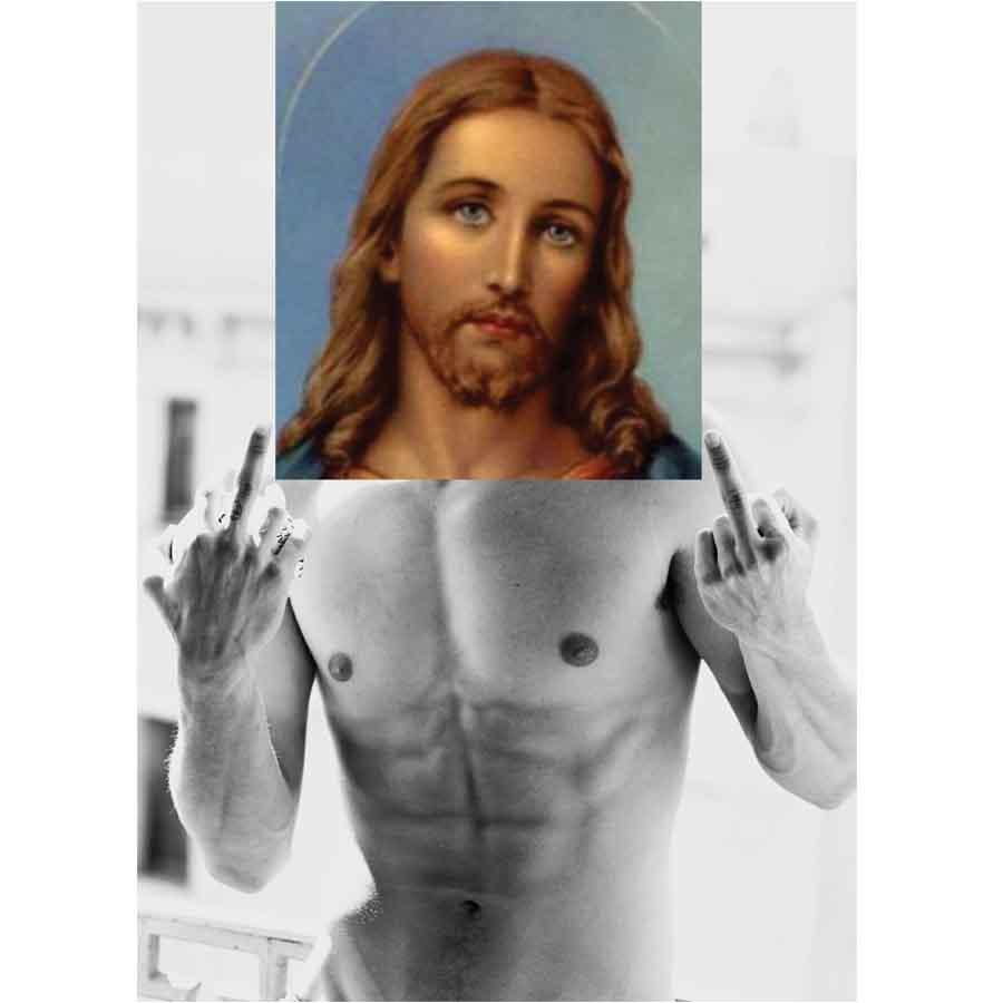 Naro Pinosa Jesus Finger Postcard by Naro Pinosa