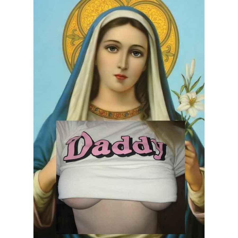 Naro Pinosa Virgin Mary Daddy Postcard by Naro Pinosa