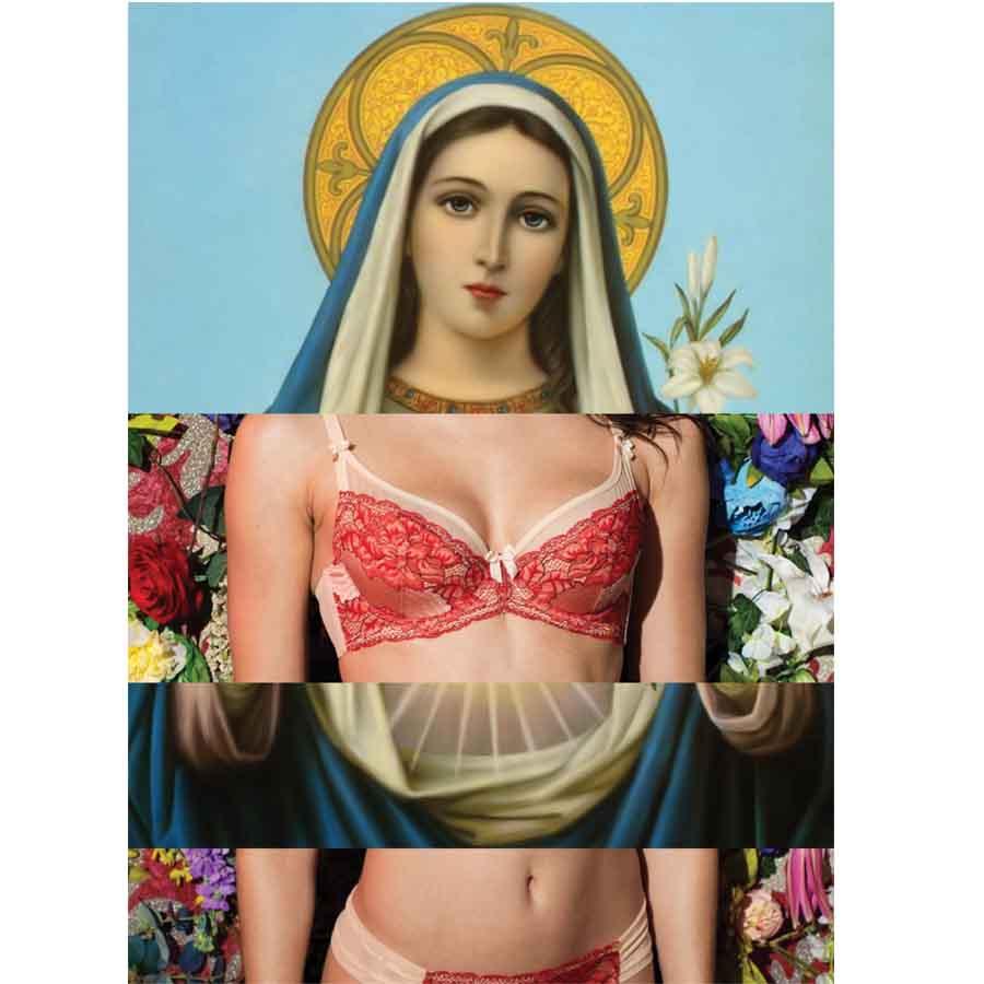 Naro Pinosa Virgin Mary in Lingerie Postcard by Naro Pinosa