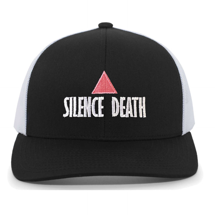 SILENCE equals death black white trucker snapback hat