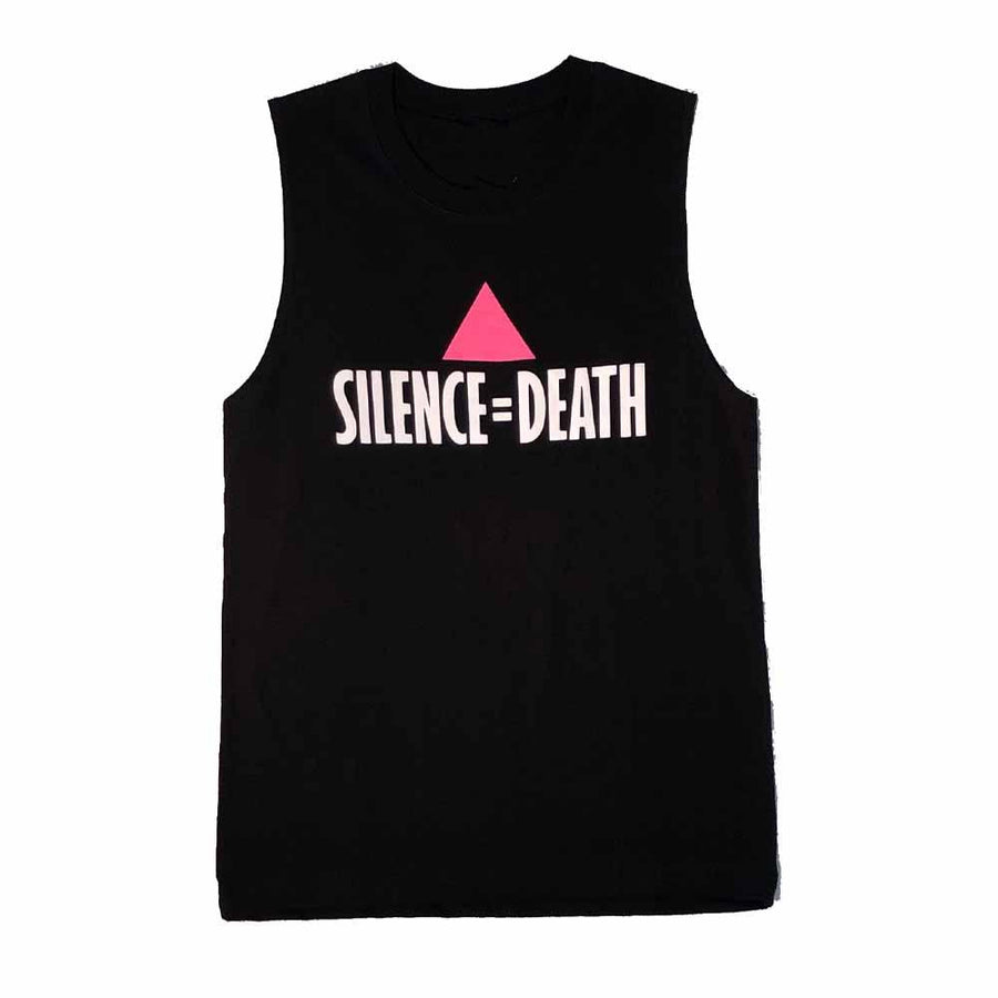 Silence = Death Black Sleeveless T-Shirt - Ali Forney Center supporting Ali Forney Center