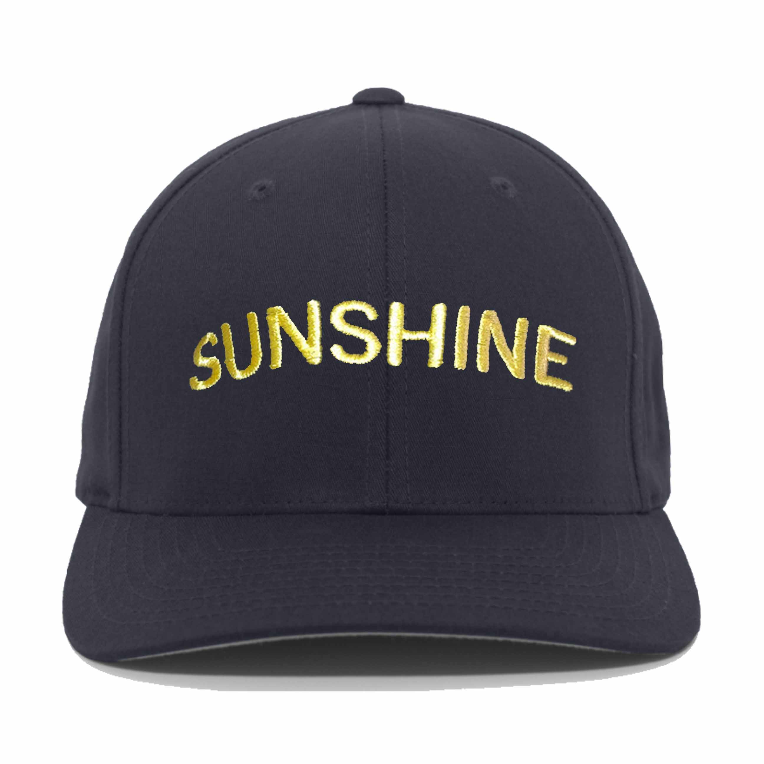navy baseball hat with sunshine embroidery