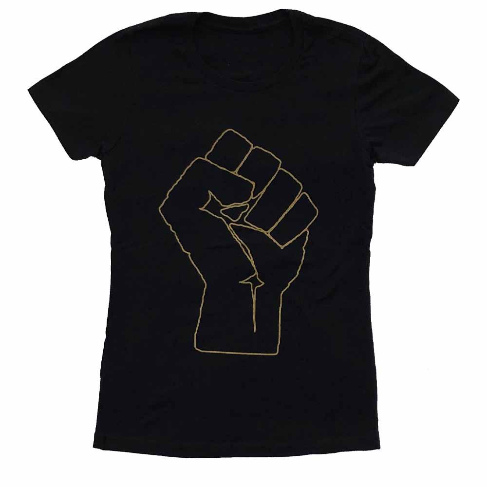 solidarity fist aclu women t-shirt black resist and persist