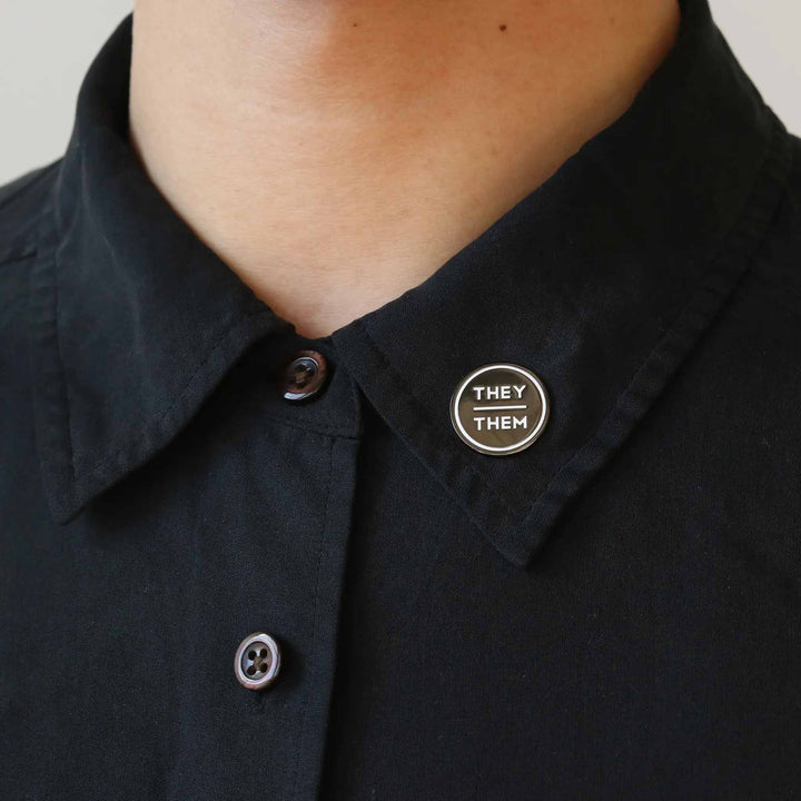 they them pronoun pin on collar