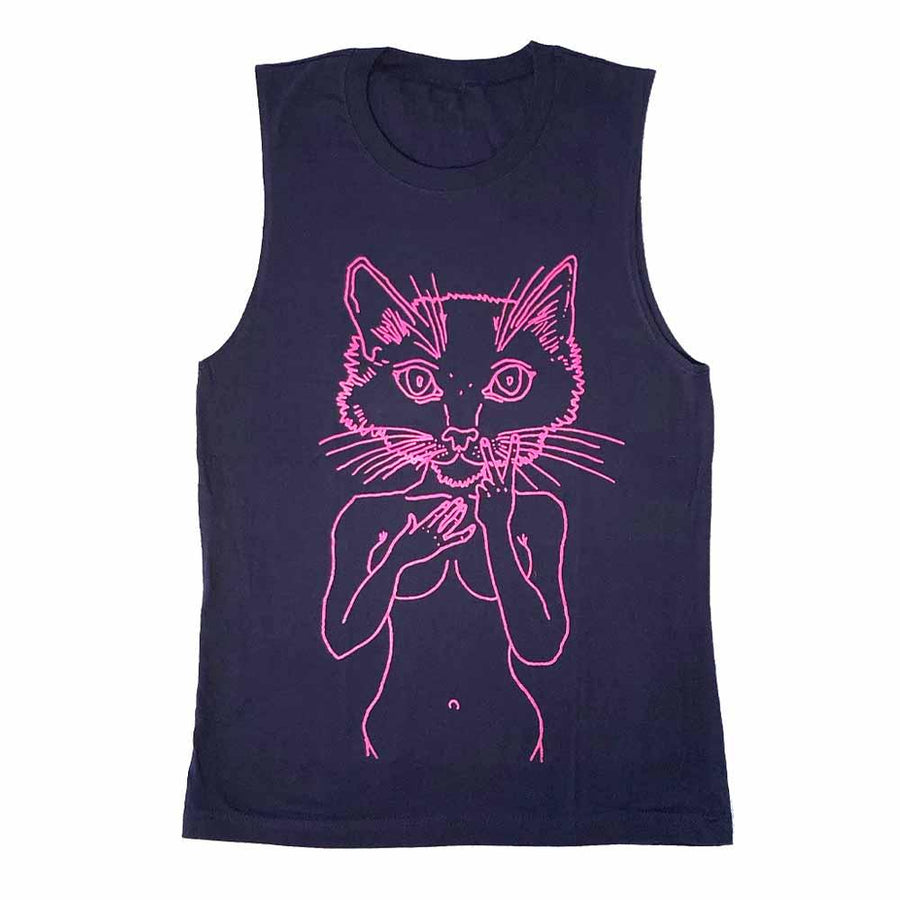 Pink Pussycat Navy Sleeveless T-Shirt - PPFA by Brian Kenny