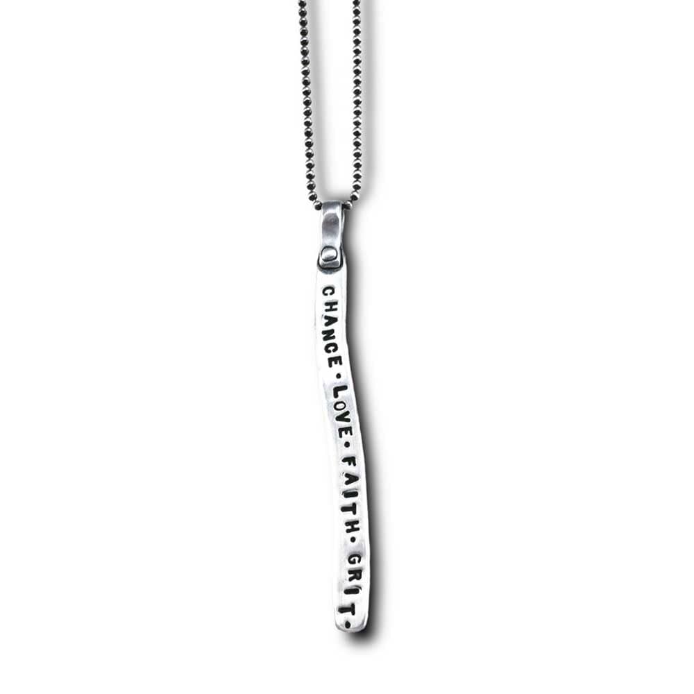 Chance Love Faith Grit Necklace in Silver