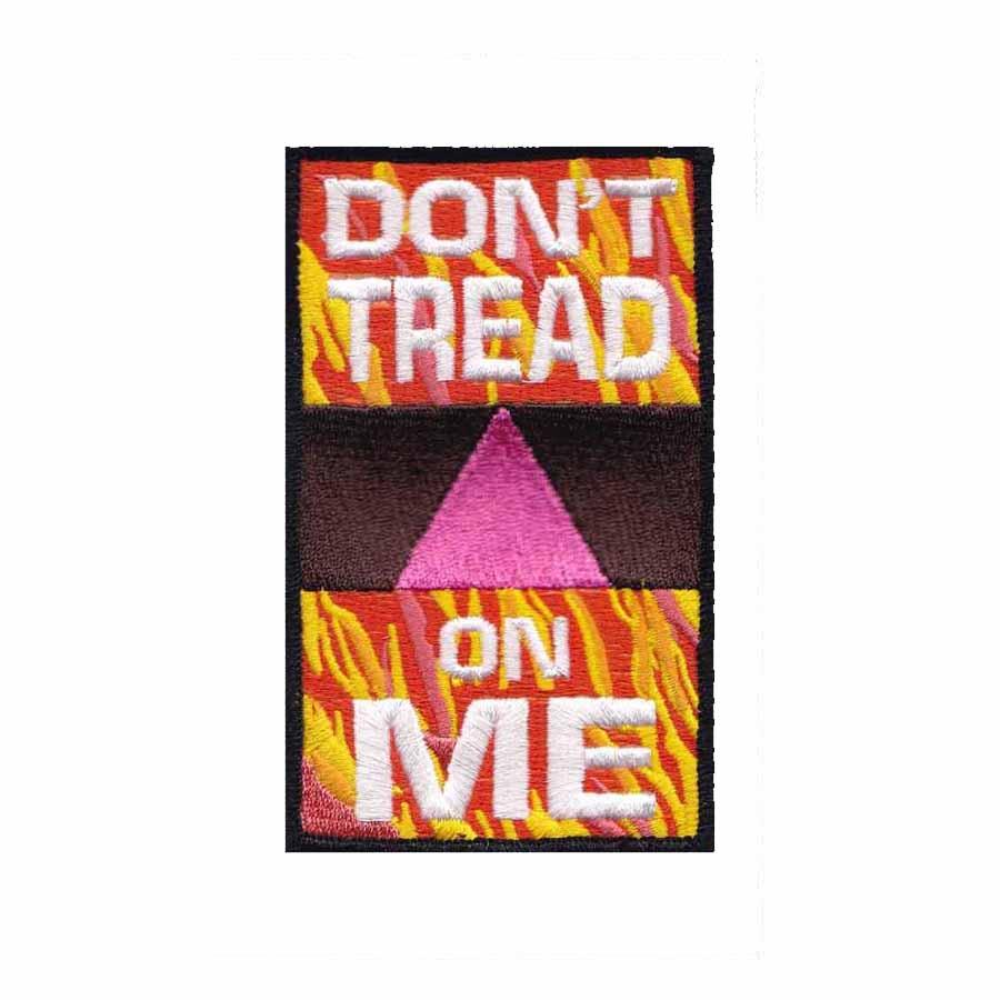 "don't tread on me" anonymous queer pink triangle fire flame patch