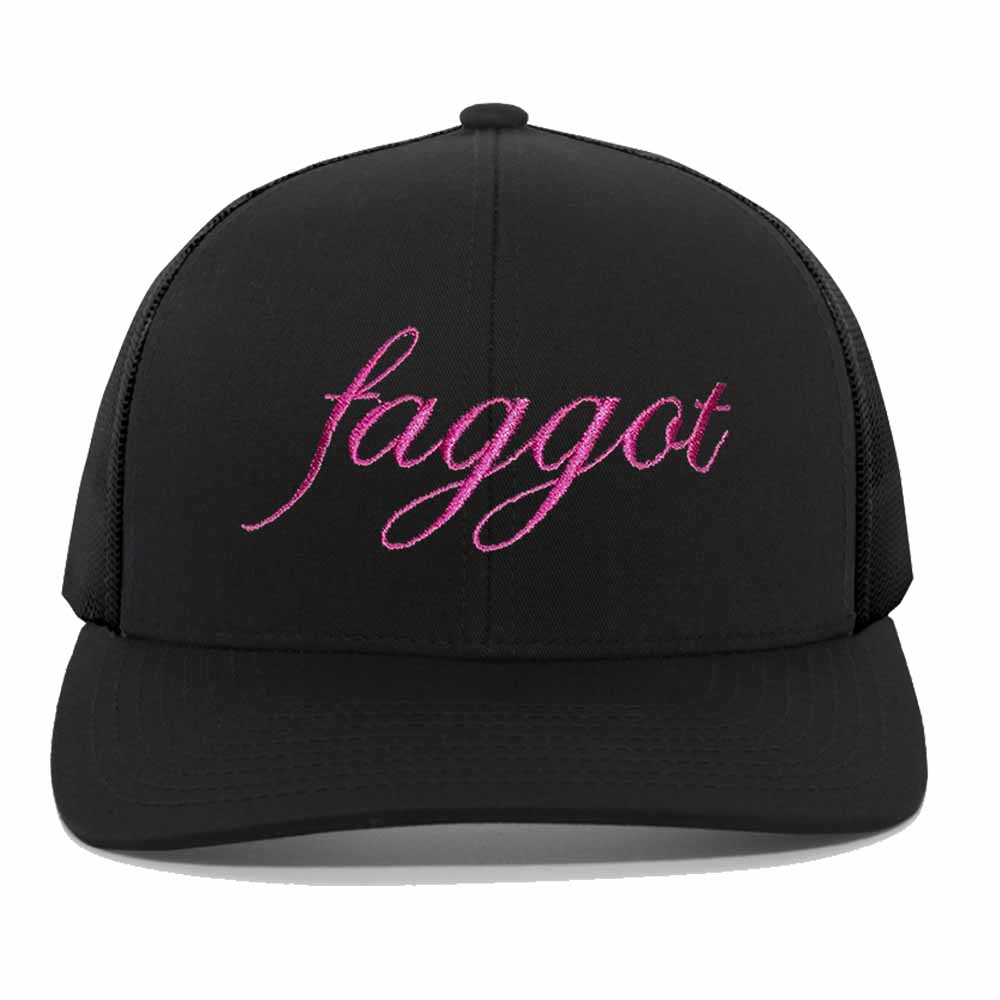Faggot Script Mesh Trucker Snapback Hat