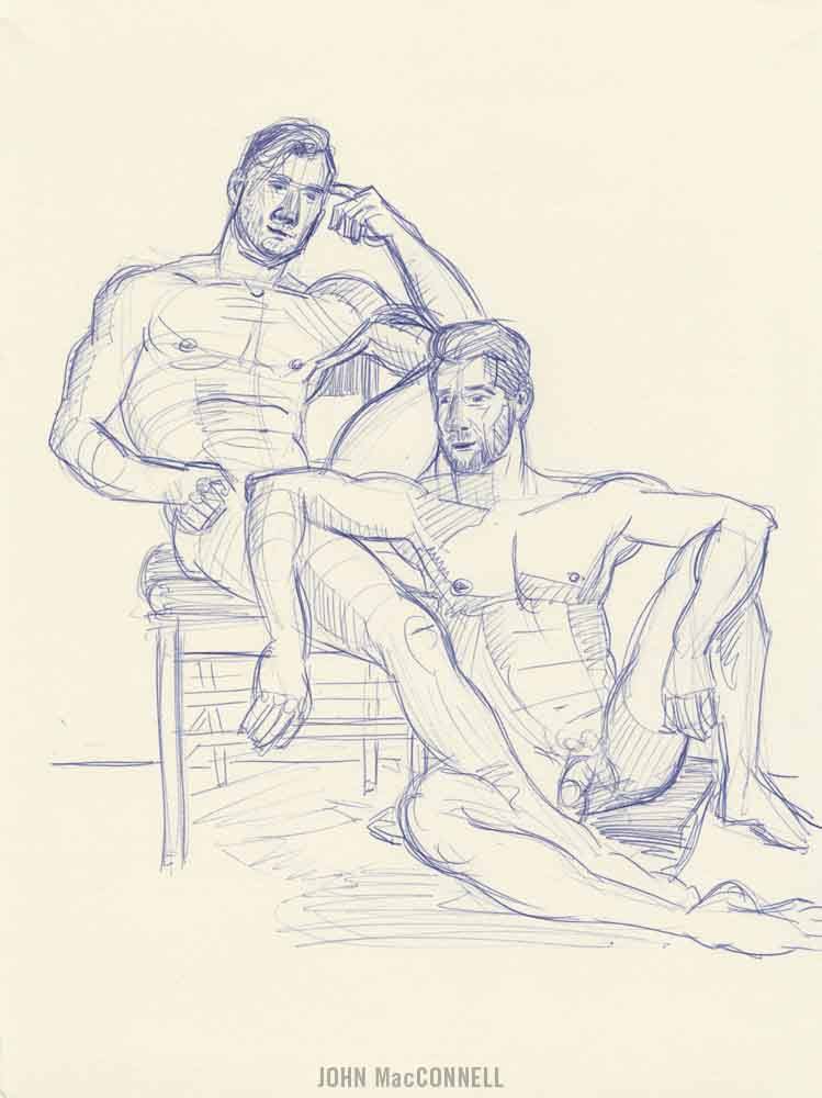 "Eddie & Matthew #1" - original ink figure drawing