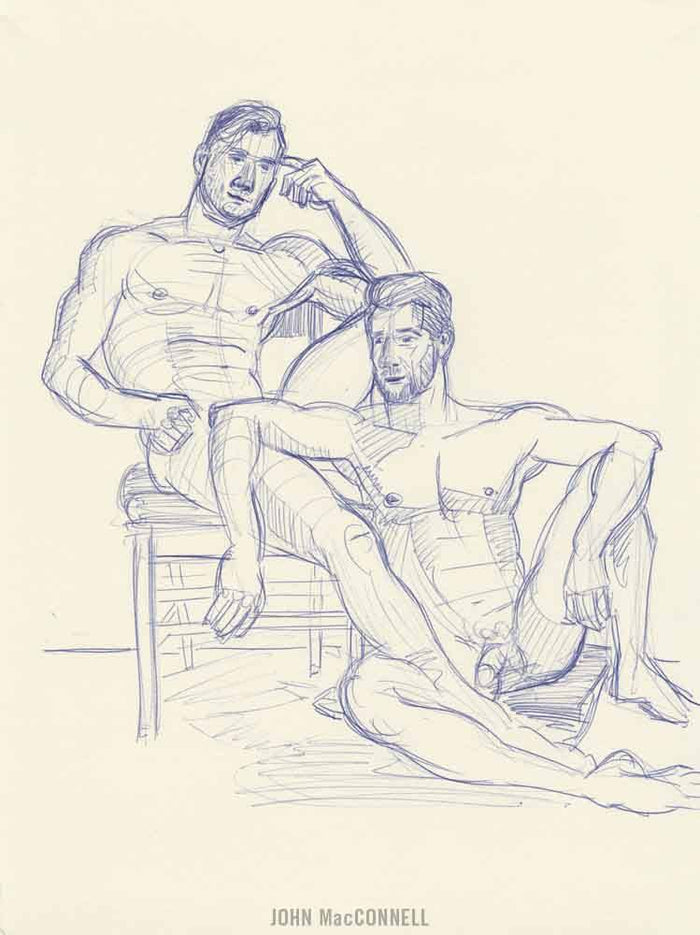 "Eddie & Matthew #1" - original ink figure drawing