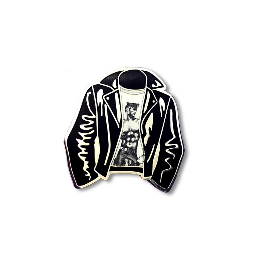 Tom of Finland Leather Motorcyle Jacket enamel lapel pin Gaypin' guys