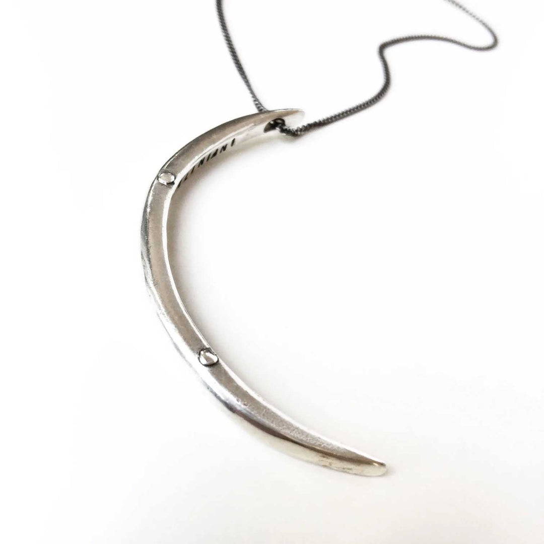 Crescent Moon Infinite Love &amp; Gratitude Necklace in Silver