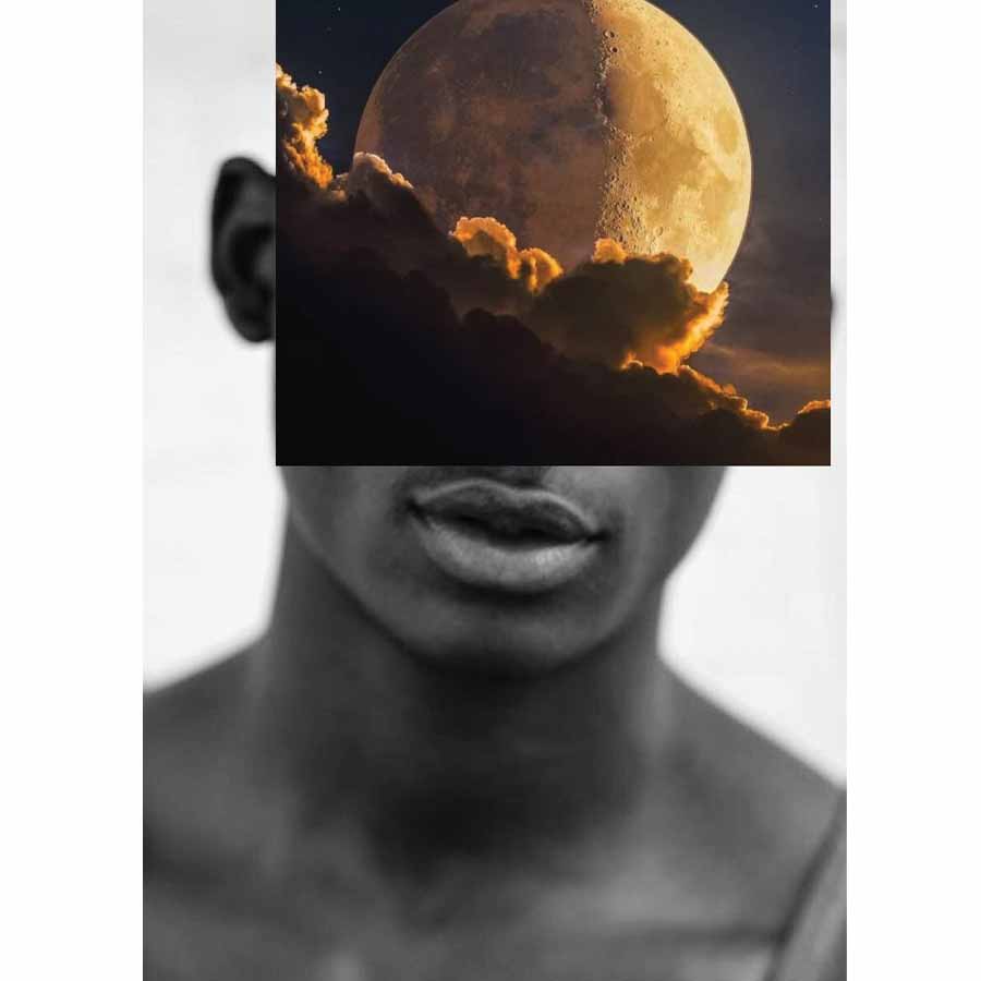 Naro Pinosa Black Man Moonrise Postcard by Naro Pinosa