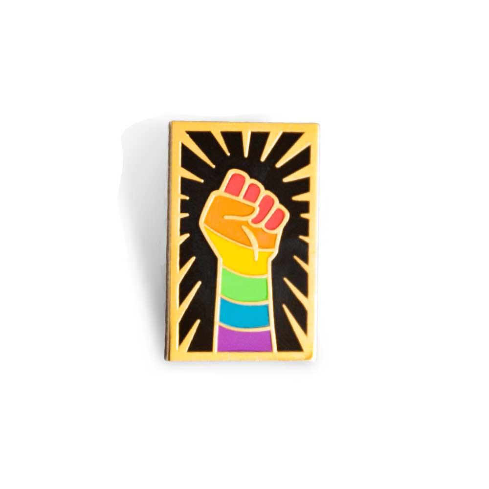 Rainbow Resist fist lapel enamel pin Gaypin' guys