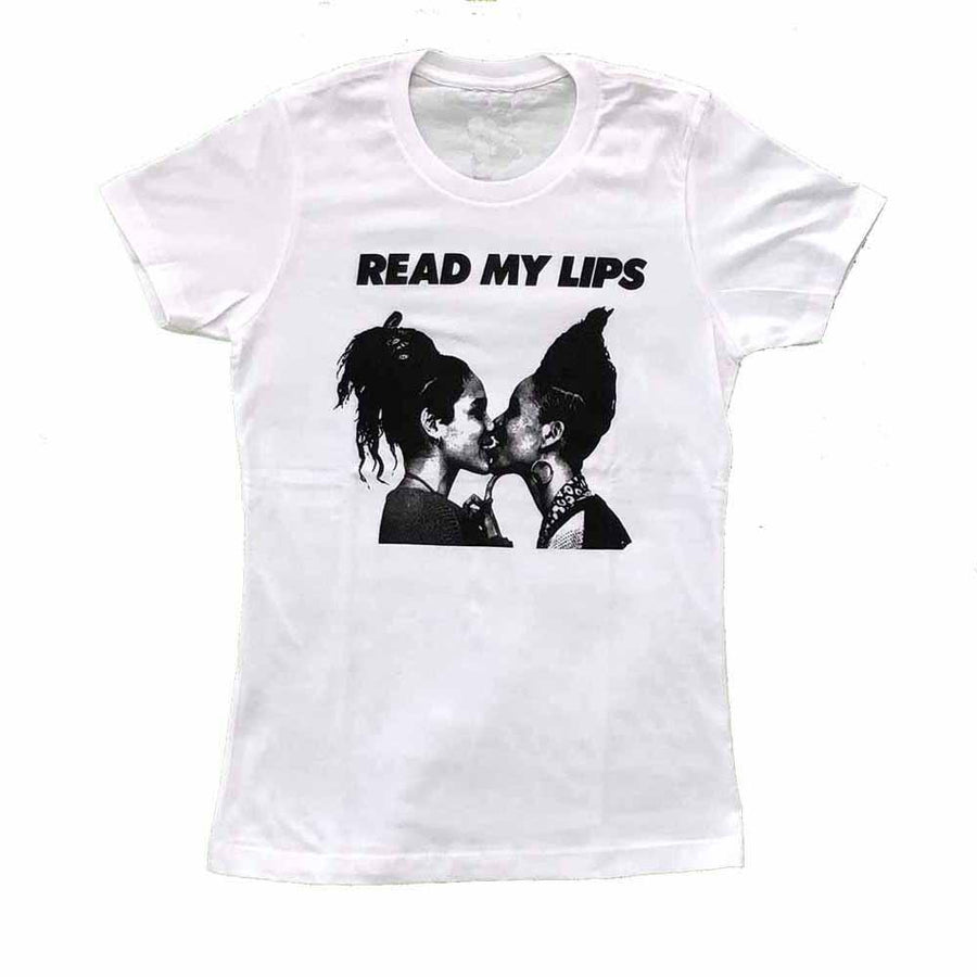 Read My Lips Women Femme Fit T-Shirt - Rainbow Railroad supporting Rainbow Railroad